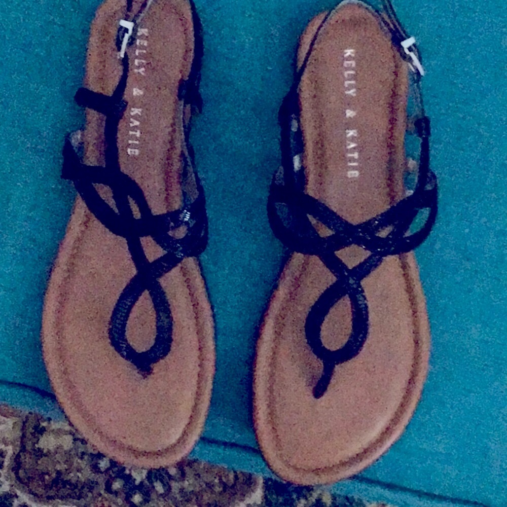 Back patent strapped sandals size 8